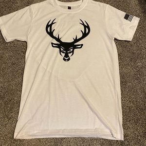 Small White bucked up flag shirt